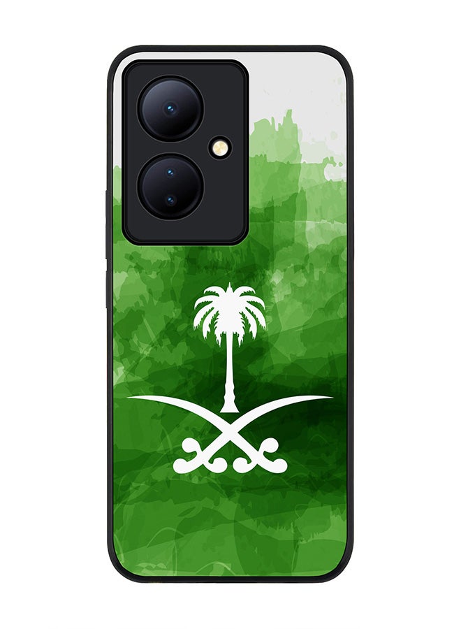 Stylizedd Rugged Black edge case for Vivo V29 Lite, Slim fit Soft Case Flexible Rubber Edges Anti Drop TPU Gel Thin Cover- Saudi Emblem - Image 1