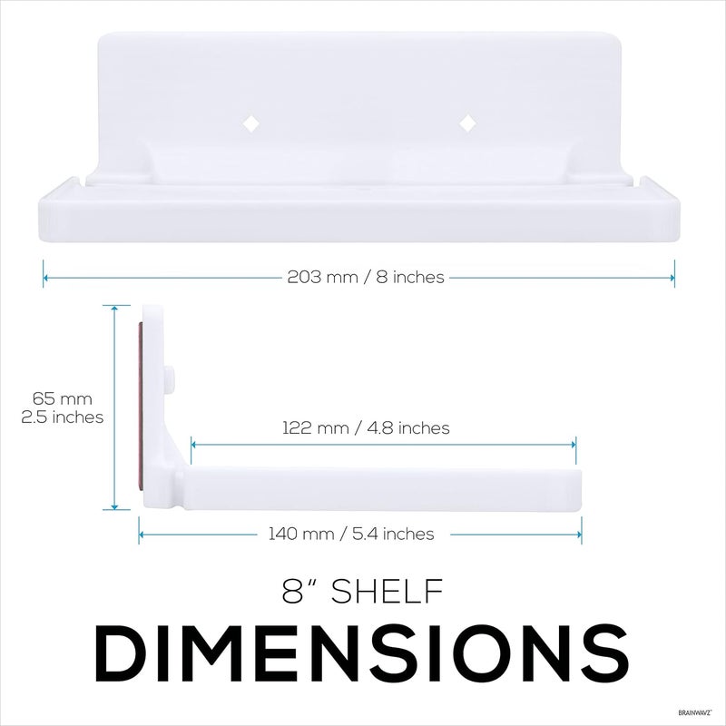 Brainwavz 8 Shelf Wall Mount for Speakers Security Cameras Baby Monitors Plants Toys More Floating Shelves Adhesive Screwin White - Image 2