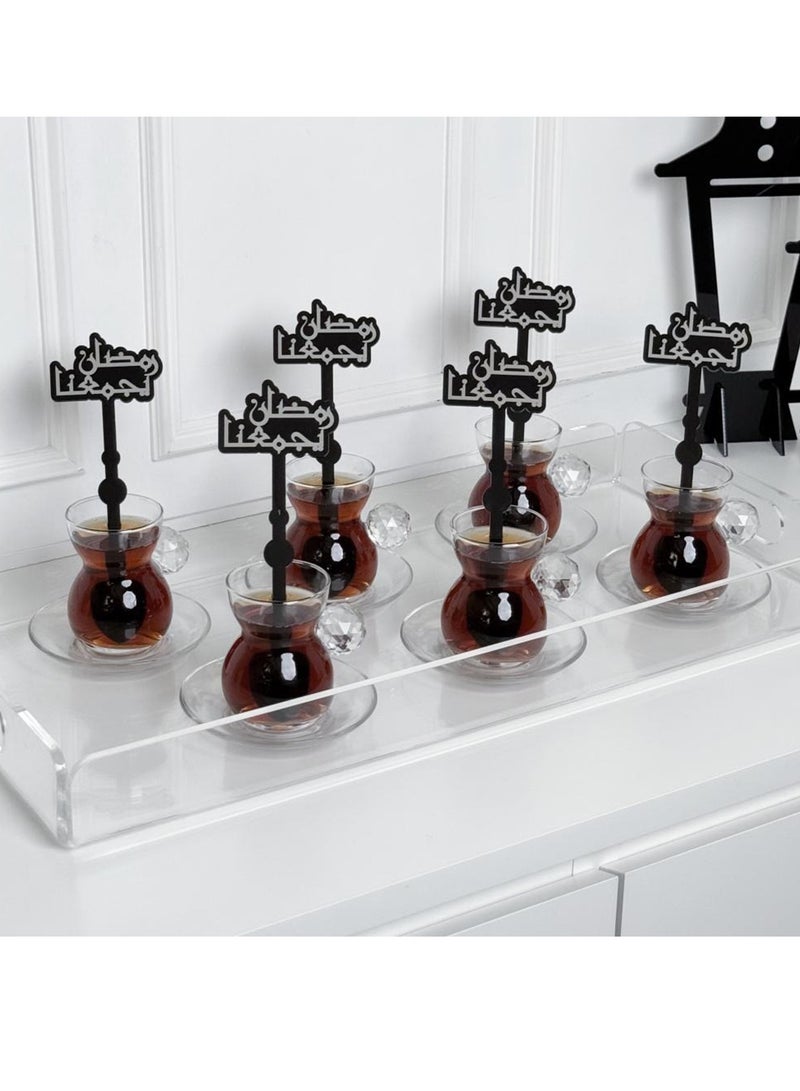 Story Of Candle Ramadan, Ramadan welcome spoons with an Arabic phrase, 6 pieces black - Image 1