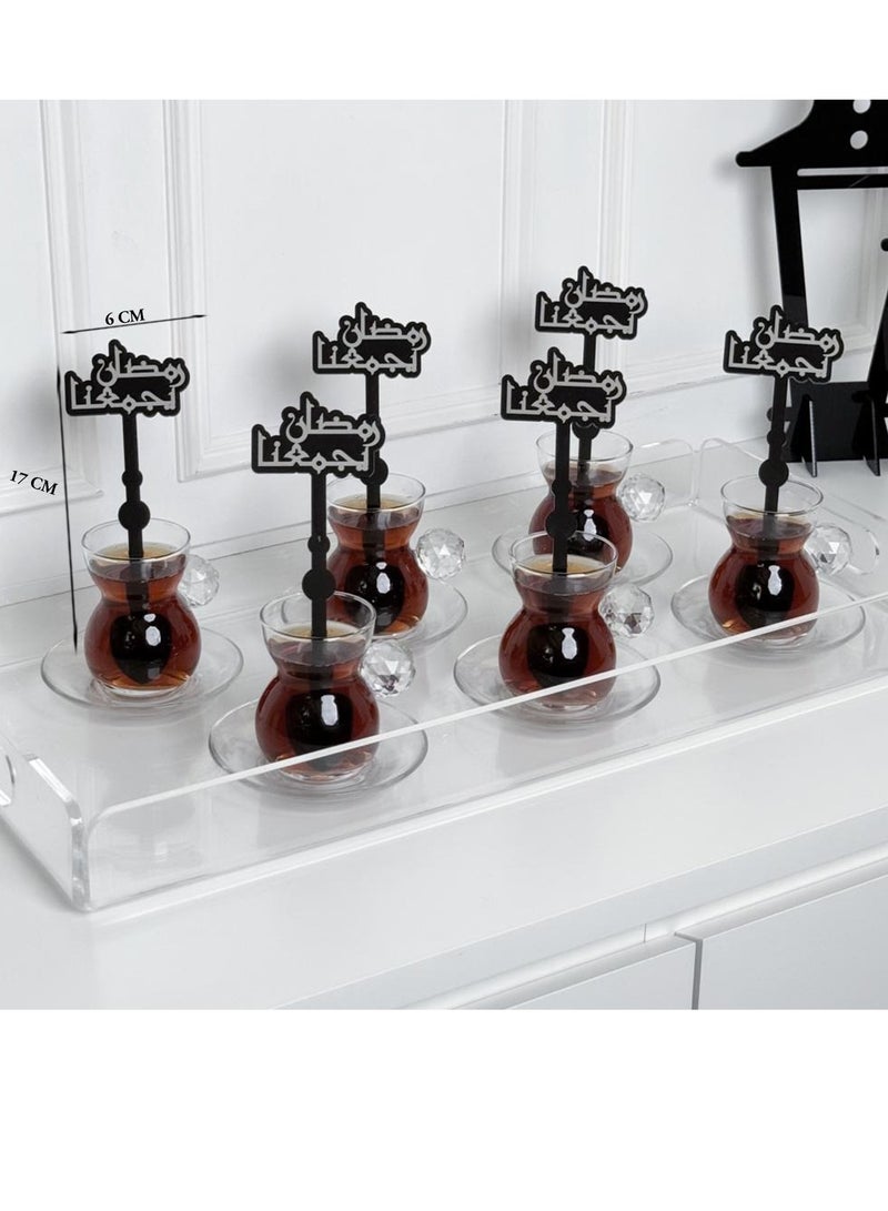 Story Of Candle Ramadan, Ramadan welcome spoons with an Arabic phrase, 6 pieces black - Image 2