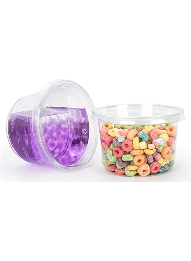 Arabest 20 sets of 16oz Ultra Clear Recycled PET Plastic Round Deli Containers with Flat Lids - Image 1