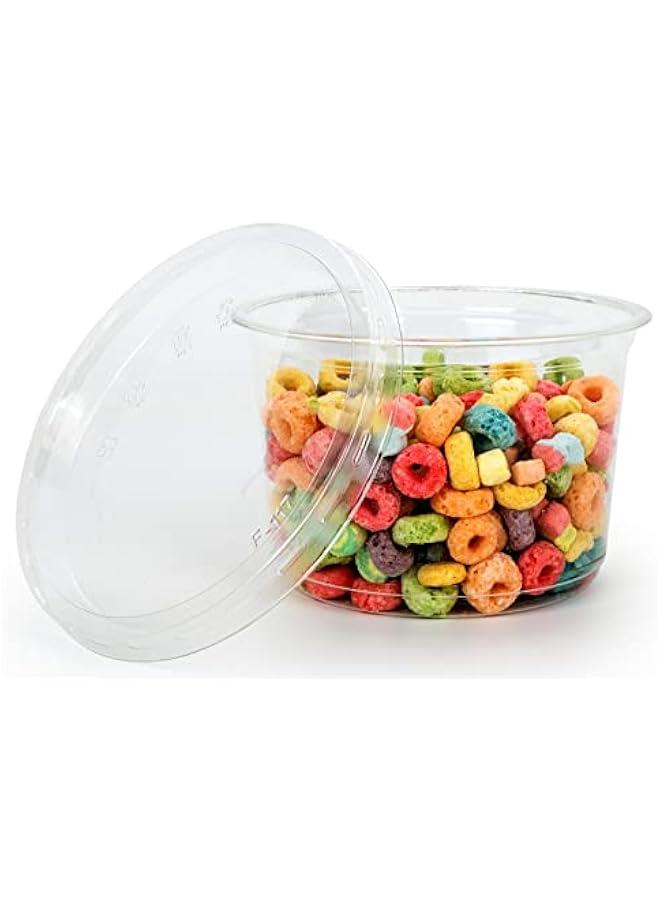 Arabest 20 sets of 16oz Ultra Clear Recycled PET Plastic Round Deli Containers with Flat Lids - Image 3