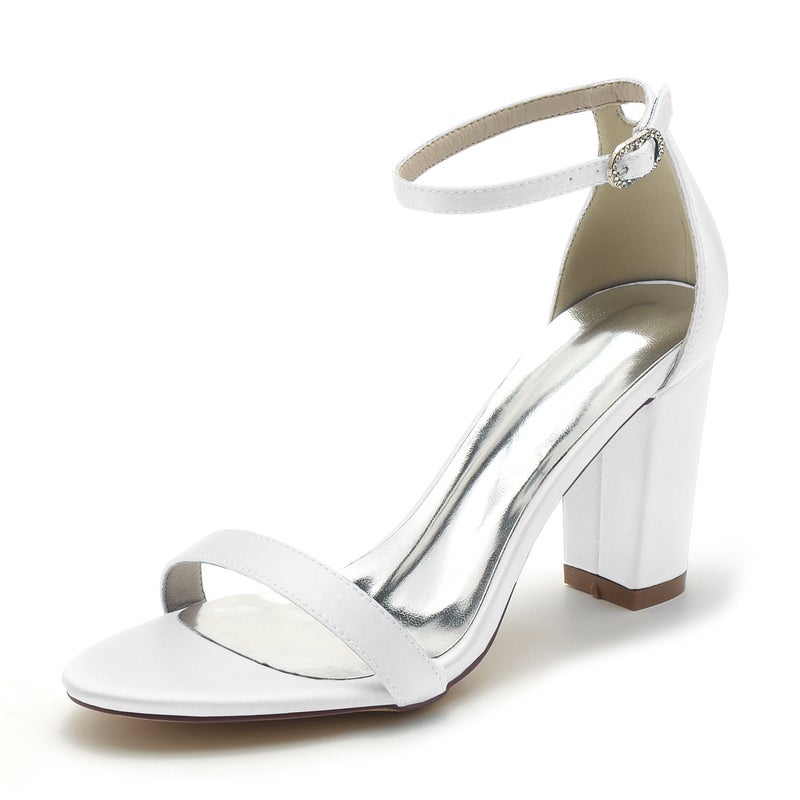 2025 Fashionable Simple Thick Heel One-Line Strap Wedding Sandals Bridal Shoes Bridesmaid Shoes Banquet Shoes 2022-3 - Image 2