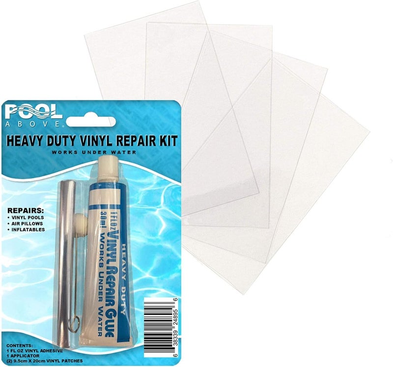 Pool Above Heavy Duty Vinyl Repair Patch Kit | Vinyl Cement Adhesive Glue and Colored Patches for Inflatables Boat Raft Kayak Air Beds Inflatable Mattress Hole Repair - Image 3