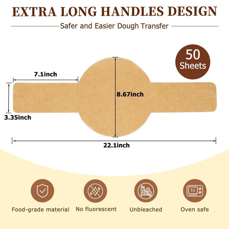 BlissBoard Parchment Bread Sling for Dutch Oven, BlissBoard Disposable Bread Baking Mat with Long Handles, 50 Pcs Unbleached Parchment Paper for Air Fryer, Sourdough Transfer - Image 2