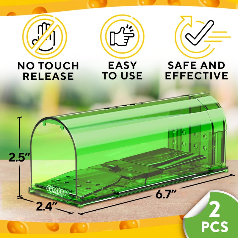 GEROSSI Humane Mouse Trap (2-Pack) â€“ Ultra-Sensitive Catch & Release Live Mice Traps â€“ Fast Home, Indoor & Outdoor Control â€“ Safe for Kids & Pets â€“ Reusable No-Kill Design - Image 3