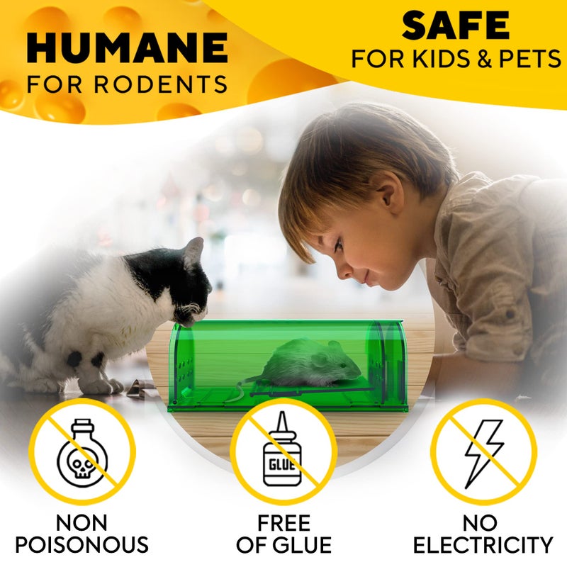 GEROSSI Humane Mouse Trap (2-Pack) â€“ Ultra-Sensitive Catch & Release Live Mice Traps â€“ Fast Home, Indoor & Outdoor Control â€“ Safe for Kids & Pets â€“ Reusable No-Kill Design - Image 2