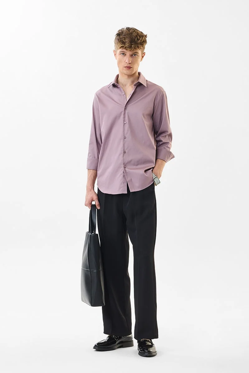 SNITCH Mauve Solid Long Sleeve Slim Fit Formal Luxe Shirt