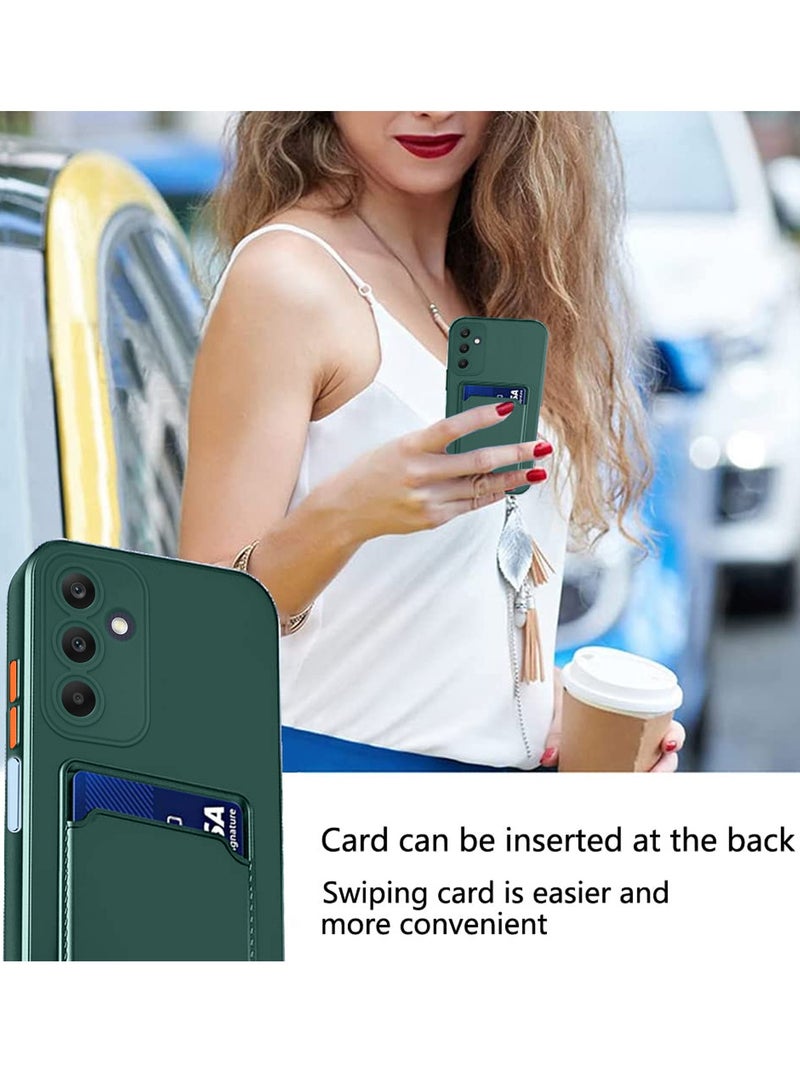 Wtech Silicone TPU With Card Holder Case Cover For Samsung Galaxy A15 4G / 5G 2023 Dark Green  - Image 4