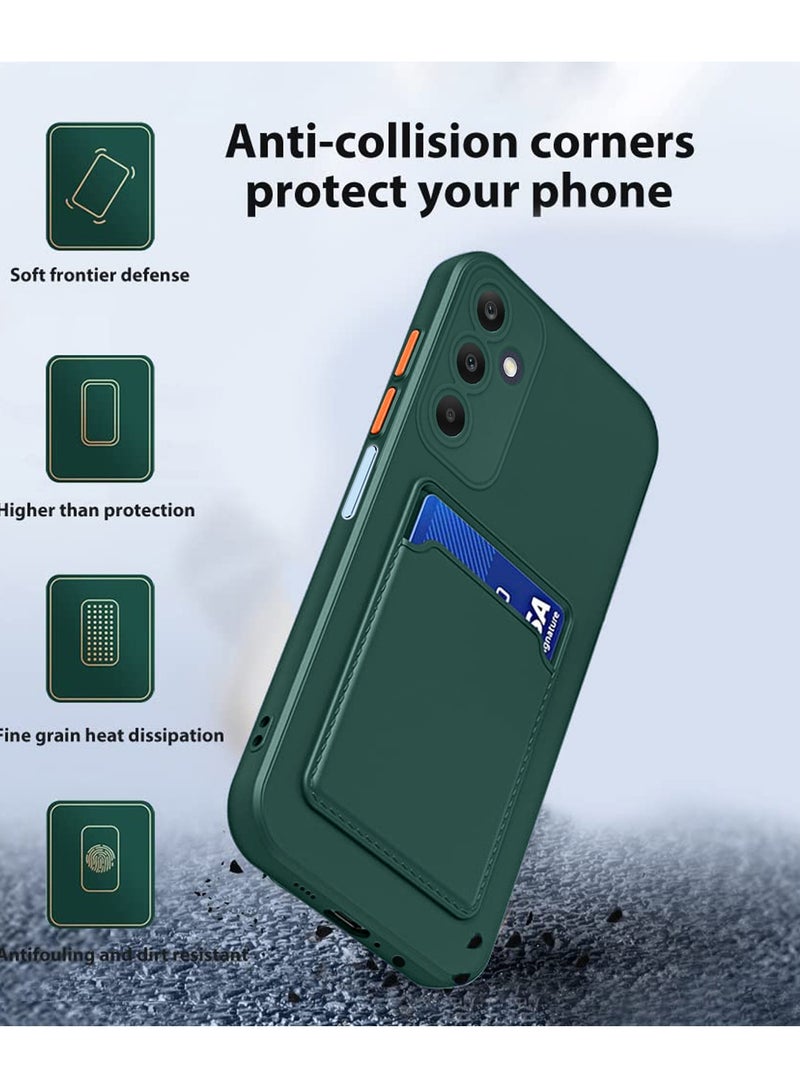 Wtech Silicone TPU With Card Holder Case Cover For Samsung Galaxy A15 4G / 5G 2023 Dark Green  - Image 2