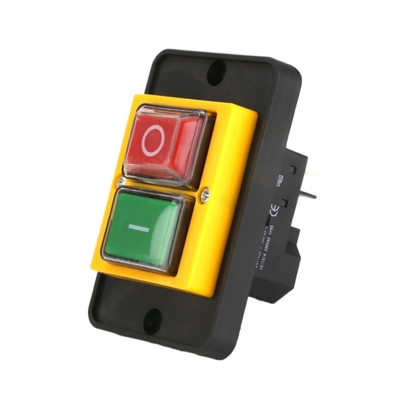 مفتاح تشغيل كهرومغناطيسي مقاوم للماء زر ضغط كبير لوحة مقبس 220 فولت 4 دبابيس أسود لمعدات آلة الأدوات - Image 5