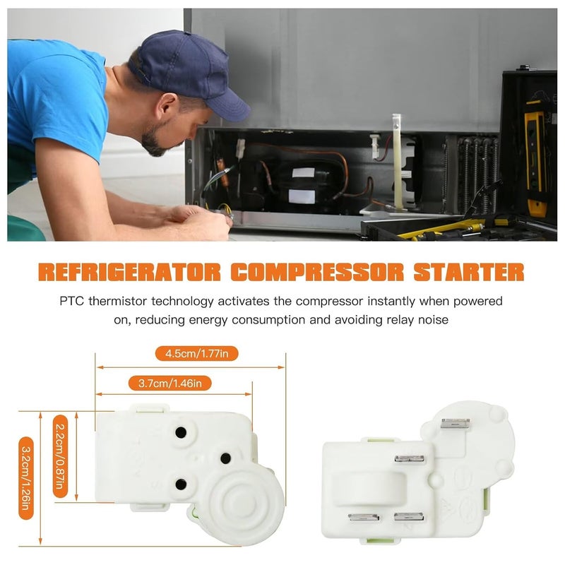 Advanced compact design Refrigerator 4 Pin Compressor PTC Starter Relay, 4Pin Over Load Protector Fits ZHB35-120P15, ZHB35-105P15, ZHB35-135P15, ZHB54-105P15, ZHB54-120P15,Fit for Danby, Fit for Magic Chef, Fit for Kenmore Global light sturdy raw material - Image 5