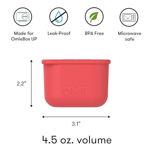 OmieBox UP (2 pack) Leakproof Dips Containers To Go, Salad Dressing Container, Condiment Container with Lids - Food Safe Silicone - 4.5 ounces (Pink/Teal) - Image 5