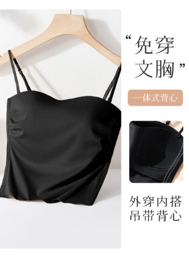 Moonbadi Seamless Thin Strap Undershirt With Built-In Bra, Braless Backless Underwear - Image 1