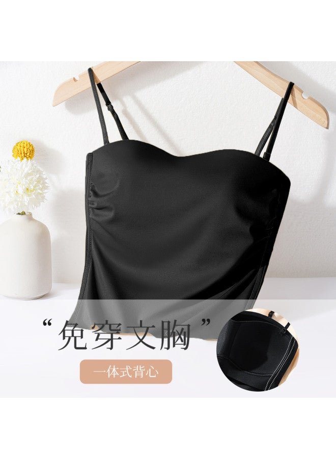 Moonbadi Seamless Thin Strap Undershirt With Built-In Bra, Braless Backless Underwear - Image 2