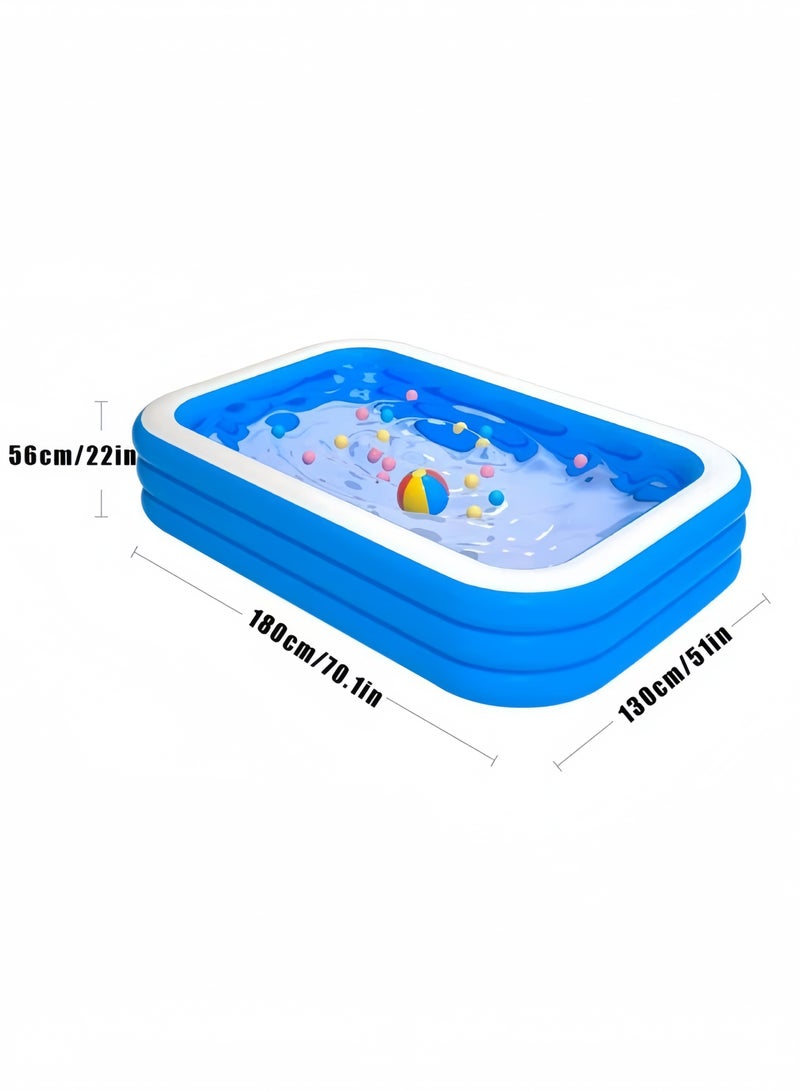 Inflatable Swimming Pool,Kiddie Pools,Oversized Thickened Family Pool,Inflation Pool for Summer Water Party, 180*130*56cm  - Image 2