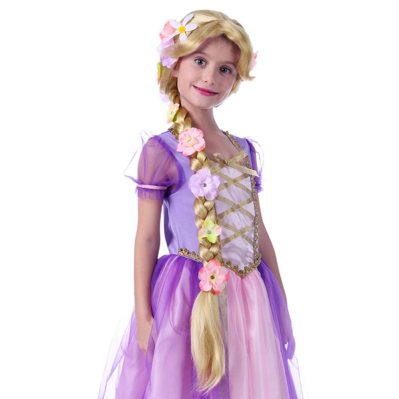 STYLER Long Blonde Rapunzel Wigs For Kids - Princess Girl Costume Cosplay Fairytale Ball Braid Wigs For Halloween Christmas Party Hair - Image 1