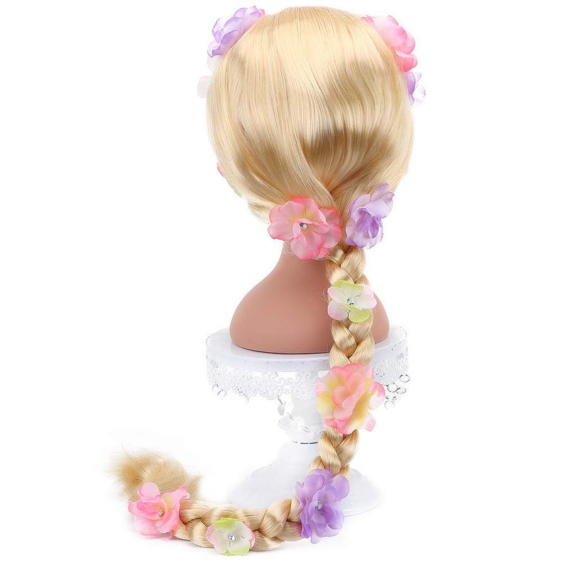 STYLER Long Blonde Rapunzel Wigs For Kids - Princess Girl Costume Cosplay Fairytale Ball Braid Wigs For Halloween Christmas Party Hair - Image 5