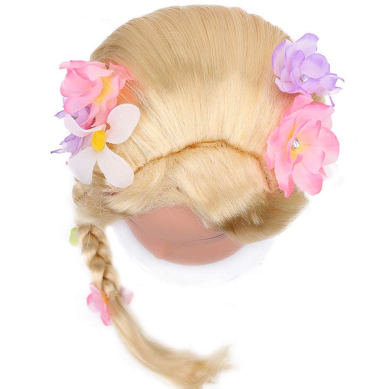 STYLER Long Blonde Rapunzel Wigs For Kids - Princess Girl Costume Cosplay Fairytale Ball Braid Wigs For Halloween Christmas Party Hair - Image 4