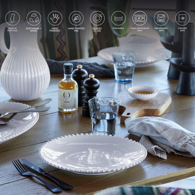 Costa Nova أطباق حساء باستا من حجر السيراميك كوسا نوفا 10 من مجموعة لؤلؤة كريمة آمنة للاستخدام في الميكروويف وغسالة الصحون وأدوات المائدة آمنة للطعام بجودة مطاعم - Image 4