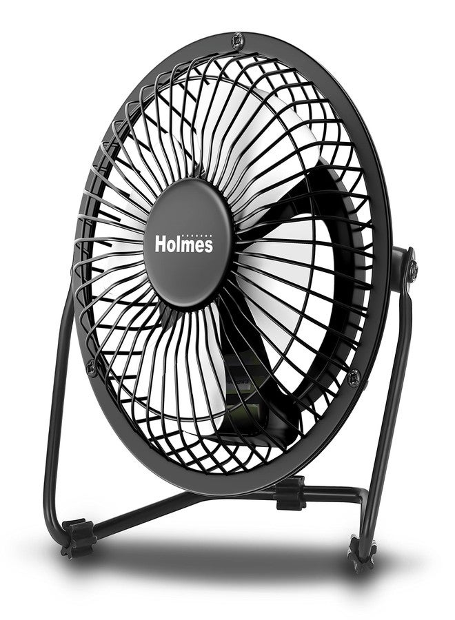 HOLMES 4" Mini High-Velocity Personal Desk Fan, 4 Blades, Adjustable 360° Head Tilt, Durable Metal Construction, Single Speed, Ideal for Home, Dorm Rooms, Bedrooms, or Offices, Black - Image 1