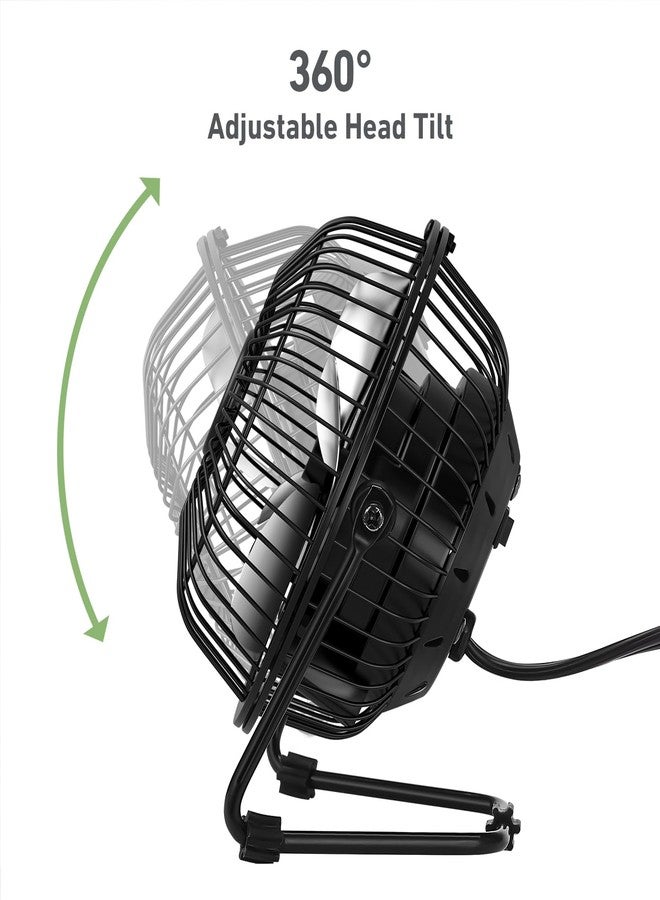 HOLMES 4" Mini High-Velocity Personal Desk Fan, 4 Blades, Adjustable 360° Head Tilt, Durable Metal Construction, Single Speed, Ideal for Home, Dorm Rooms, Bedrooms, or Offices, Black - Image 3
