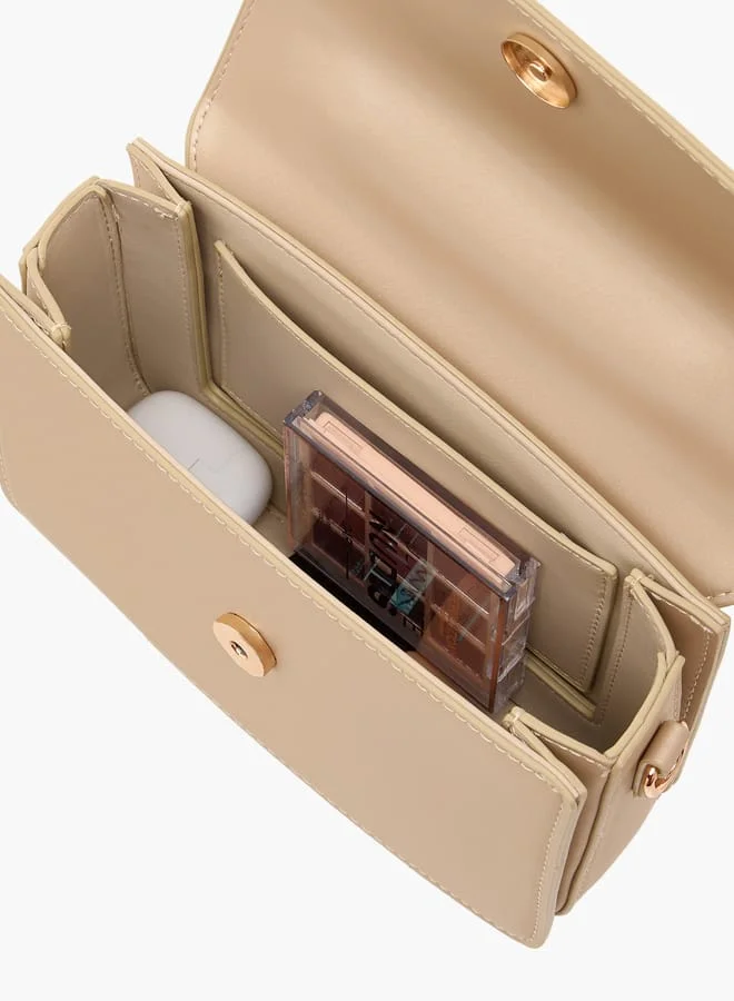 Flora Bella By Shoexpress Women Solid Satchel Bag with Detachable Strap and Magnetic Closure
