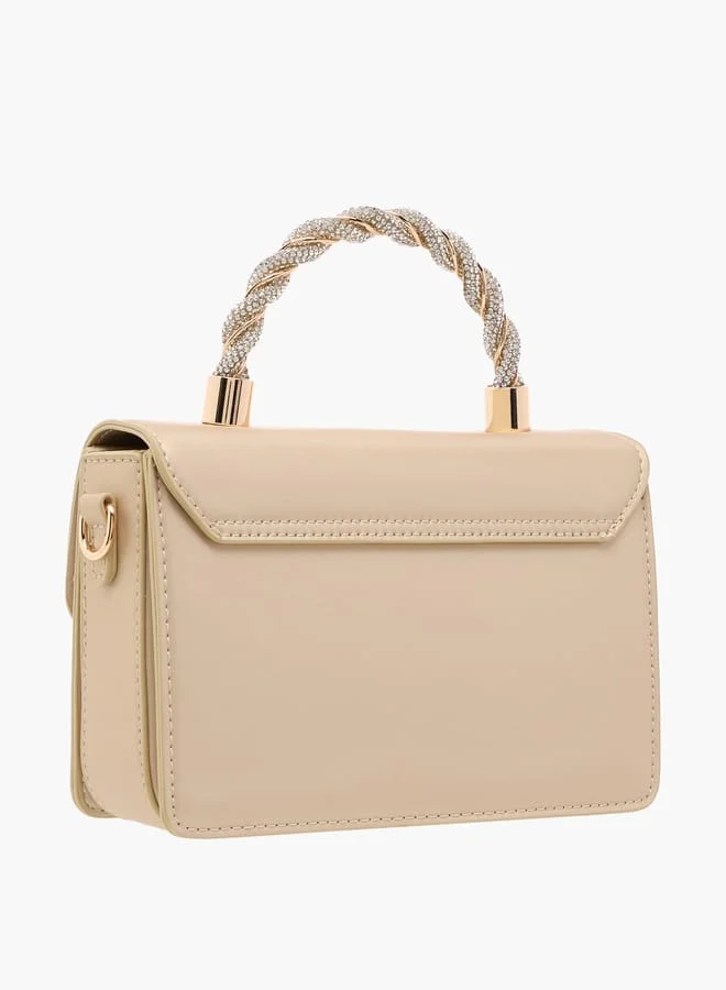 Flora Bella By Shoexpress Women Solid Satchel Bag with Detachable Strap and Magnetic Closure