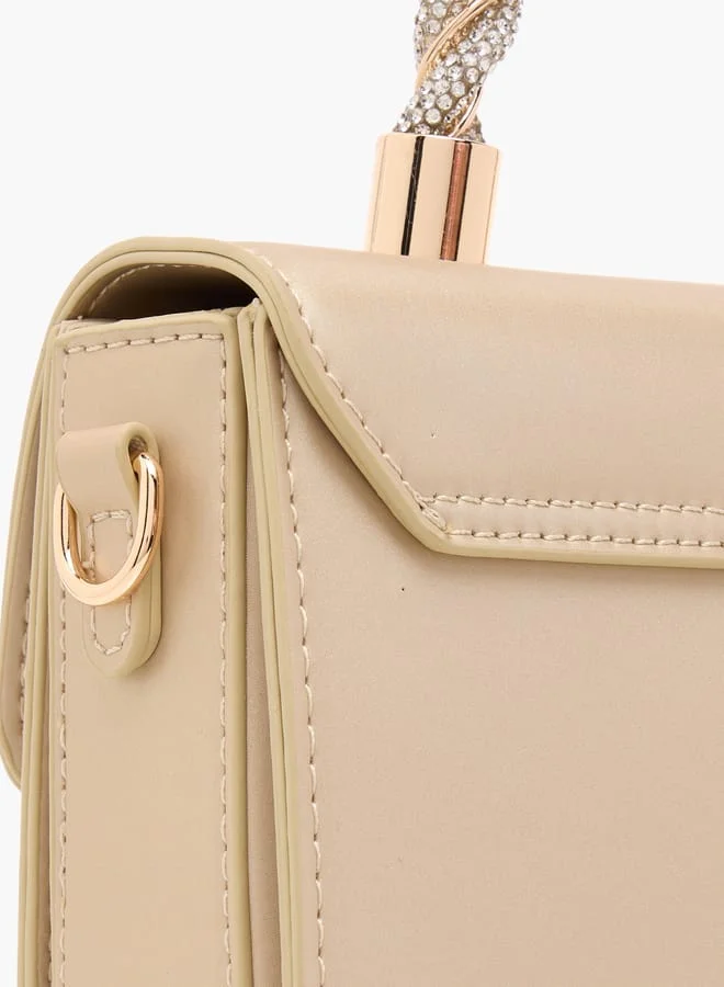 Flora Bella By Shoexpress Women Solid Satchel Bag with Detachable Strap and Magnetic Closure