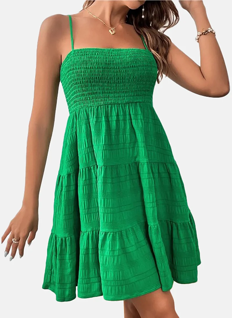 YUNIQEE Green Tiered Fit & Flare Dress