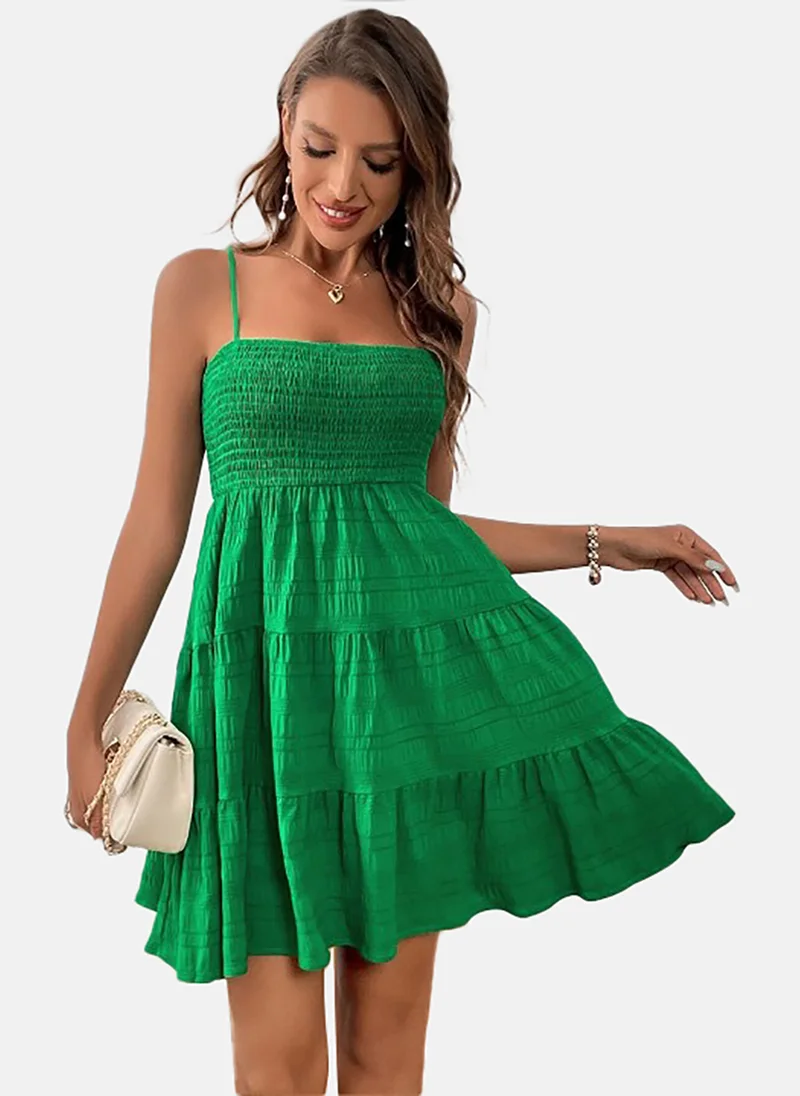 يونيكي Green Tiered Fit & Flare Dress