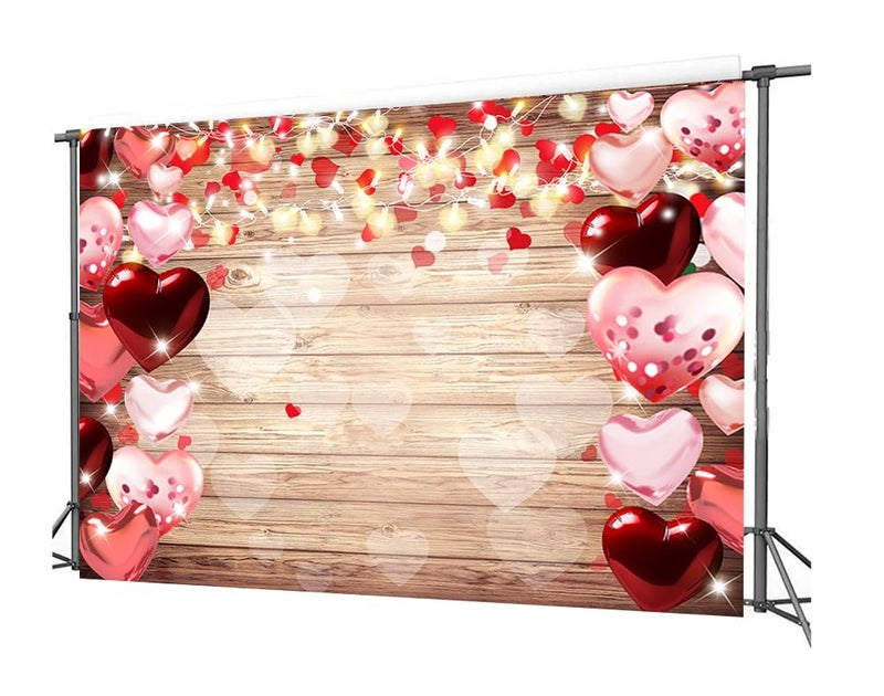CHAIYA 7x5ft Valentine's Day Backdrop Wood Backdrop Vinyl Red Love Heart Valentine's Day Backdrops for Photography Mother's Day Party Bridal Shower Valentine Day Dessert Cake Table Decoration - Image 5