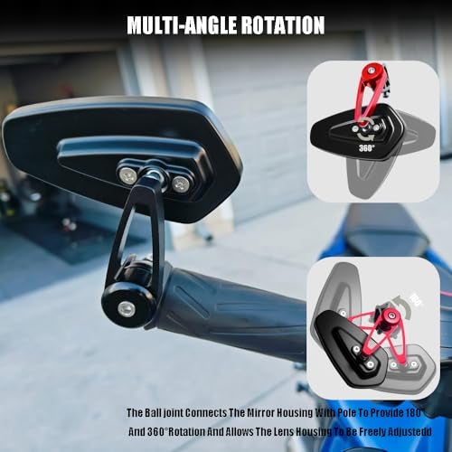 JXPANG 7/8" Motorcycle Mirrors - 22mm Bar End Rear View Mirrors Compatible with Most Yamaha, Kawasaki, Honda Grom, Ducati, Suzuki and More Bike Scooter Street Sport Cruisers - Image 2