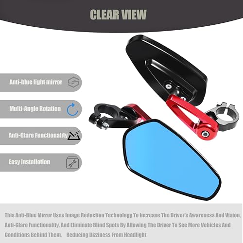 JXPANG 7/8" Motorcycle Mirrors - 22mm Bar End Rear View Mirrors Compatible with Most Yamaha, Kawasaki, Honda Grom, Ducati, Suzuki and More Bike Scooter Street Sport Cruisers - Image 4