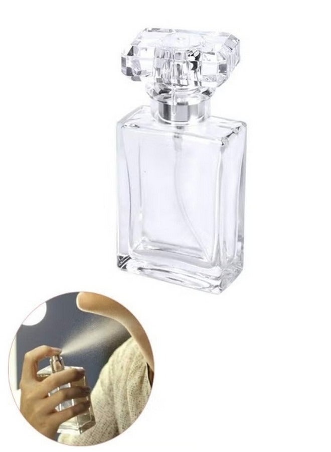 Beauenty 50ml Travel Refillable Glass Perfume Bottle Portable Square Empty Glass Perfume Atomizer Bottle. Spray Glass Bottle Atomizer Container,Clear - Image 1