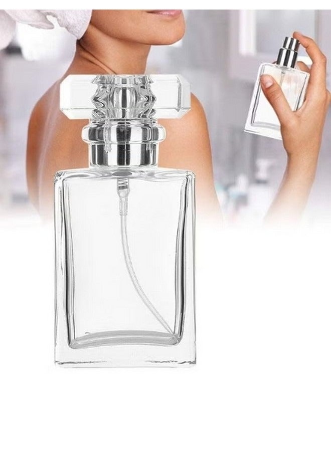 Beauenty 50ml Travel Refillable Glass Perfume Bottle Portable Square Empty Glass Perfume Atomizer Bottle. Spray Glass Bottle Atomizer Container,Clear - Image 2