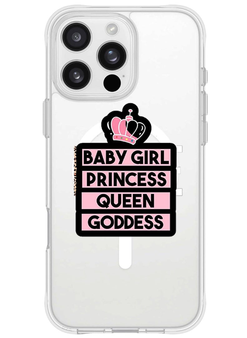 Theodor iPhone 16 Pro Max Magsafe Magnetic Case for iPhone Compatible with Wireless Charging, Shockproof Phone Bumper Cover - Baby Girl Princess - Image 1