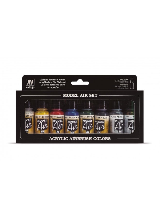 Vallejo ألوان معدنية من فاليخو، طلاء نموذج الهواء، 8 زجاجات × 17 مل - Image 1
