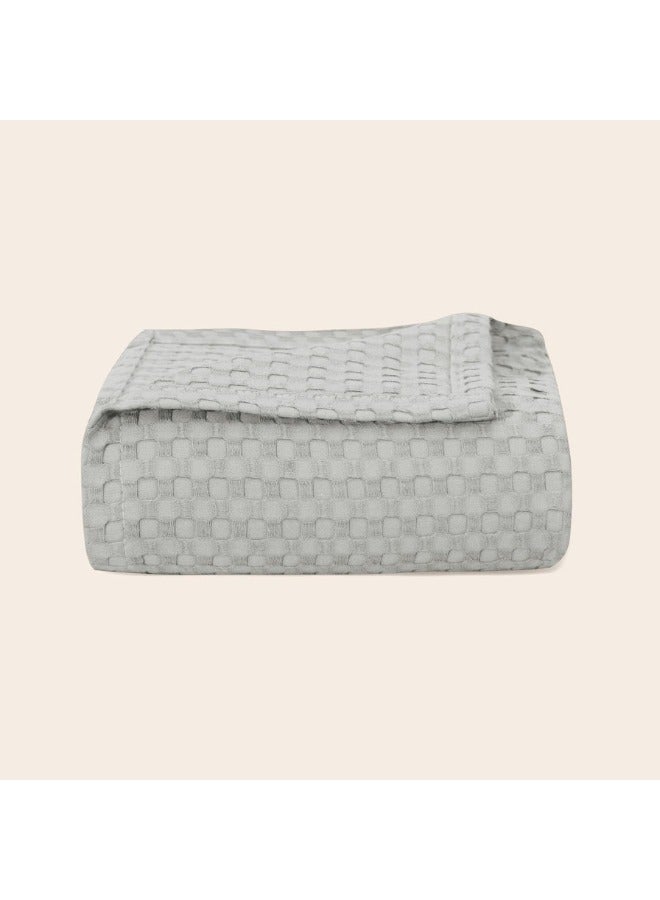 MORANO Morano Waffle Coverlet 100 % Cotton Lightweight Textured Bed, Throw Soft Breathable Fabric Cozy Bedding for 220x240 Cm Suitable for Bed, Sofa and Couch (Ash) - Image 3