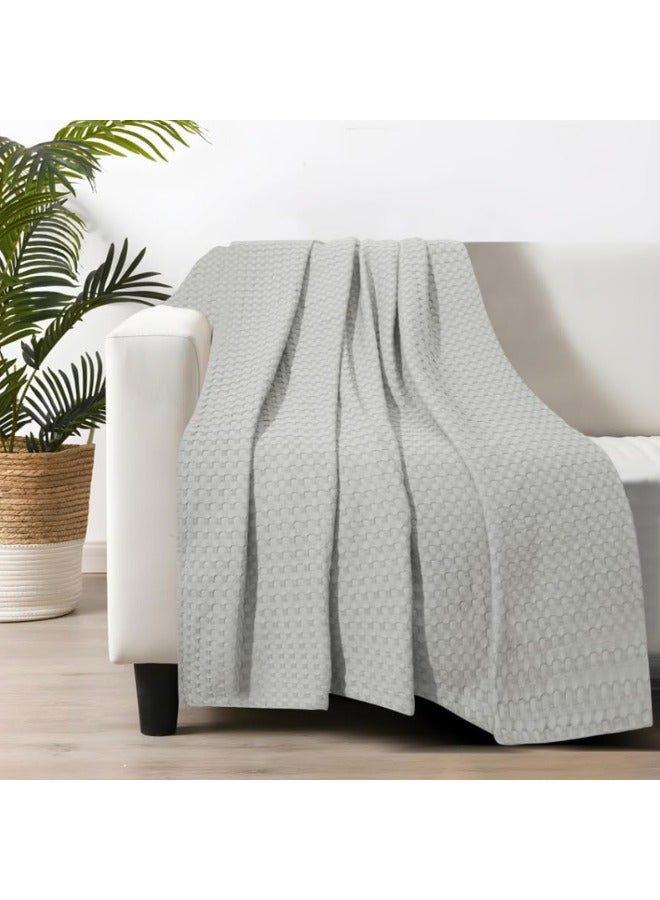 MORANO Morano Waffle Coverlet 100 % Cotton Lightweight Textured Bed, Throw Soft Breathable Fabric Cozy Bedding for 220x240 Cm Suitable for Bed, Sofa and Couch (Ash) - Image 2