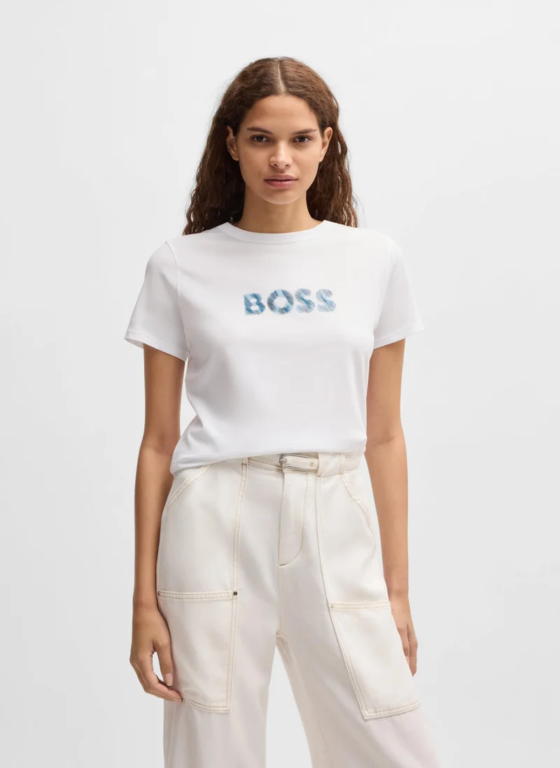 BOSS Cotton-jersey T-shirt with seasonal logo