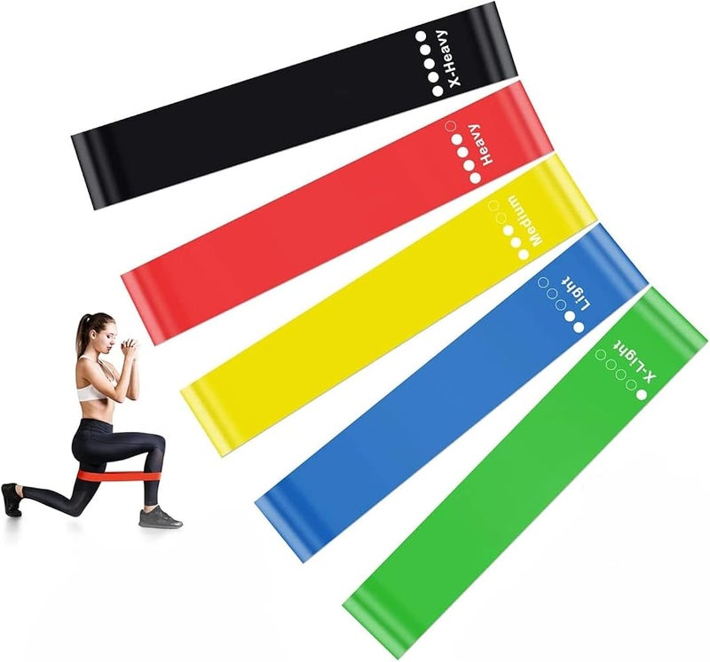 Spaceshoop Heavy Duty Resistance bands - Powerlifting Elastic Band Exercise - Work Out Stretch Band Perfect For Gym, Thighs Workout, Yoga, Multicolor Fitness equipment (Pack of 5) - Image 1