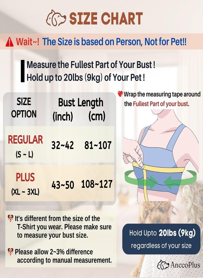 AnccoPlus Dog Carriers for Small Dogs, Front Facing Dog Sling Carrier, Hands Free Cat Carrier, Size Adjustable, Reducing Back Pain, Premium Cotton, Safe and Soft Dog Carrier (Regular, Light Pink) - Image 3