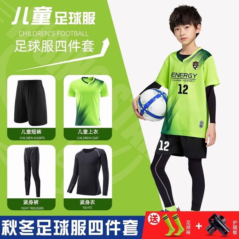Children'S Football Clothes Suit Boys' Long Sleeve Training Clothes Girls' Team Clothes Primary School Students' Sports Jersey Printing - Image 2