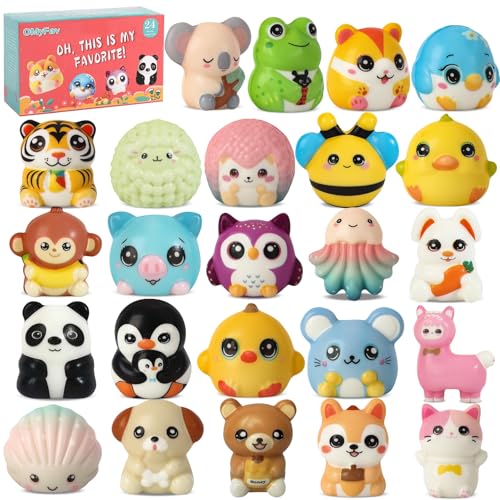 OMyFav 24PCS Party Favors for Kids Cute Squishies Toys Bulk Easter Egg Fillers for Kids Easter Gifts for Kids Classroom School Pinata Stuffers Birthday Gifts for Boys Girls Classroom Prizes Elementary - Image 1