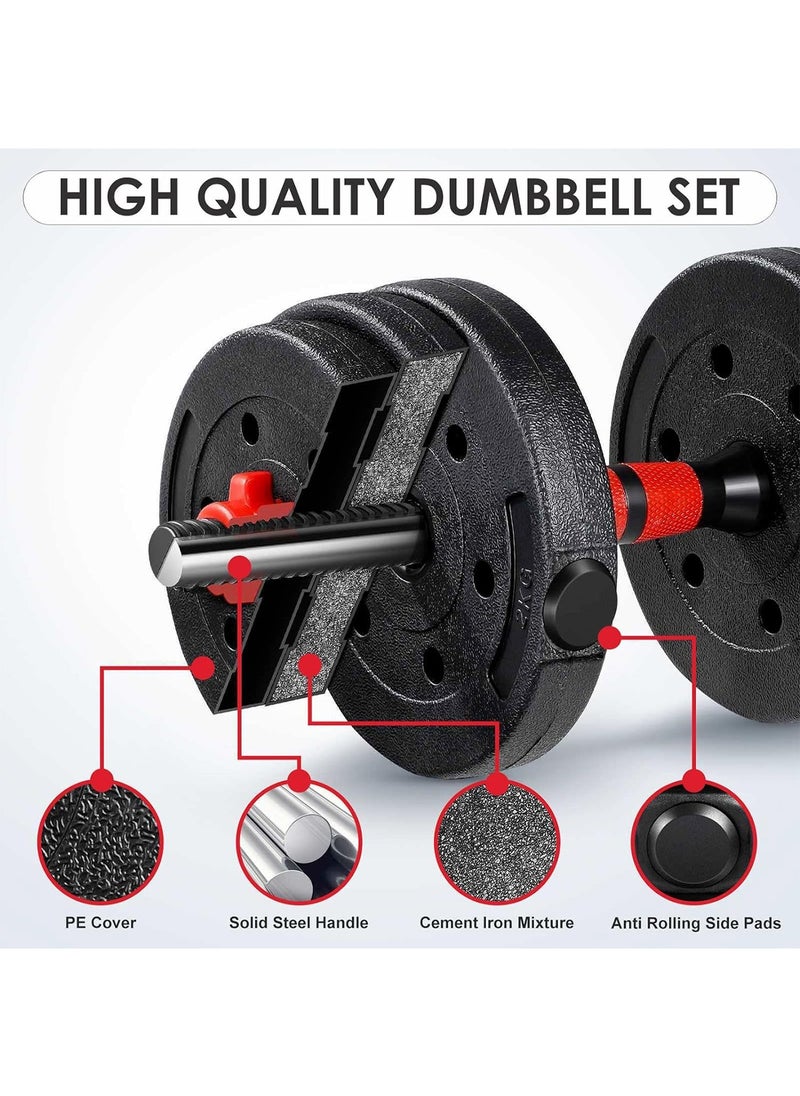 Bolivia's 6-in-1 Adjustable Dumbbells 15kg Red/Black - Multifunctional Barbell Set with Push-Up Bars & Weight Plates, Home Gym Fitness Equipment for Men & Women  - Image 3