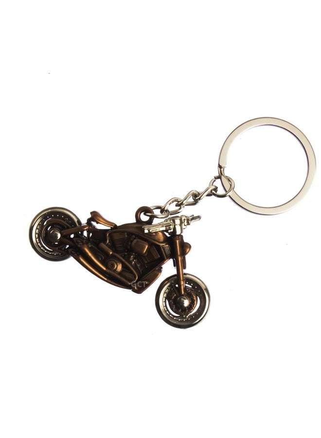 GCT Motorcycle Bike Shape with Moving Tyres Racer (KC-4) Brown Metal Keychain for Car Bike Men Boys - Image 4