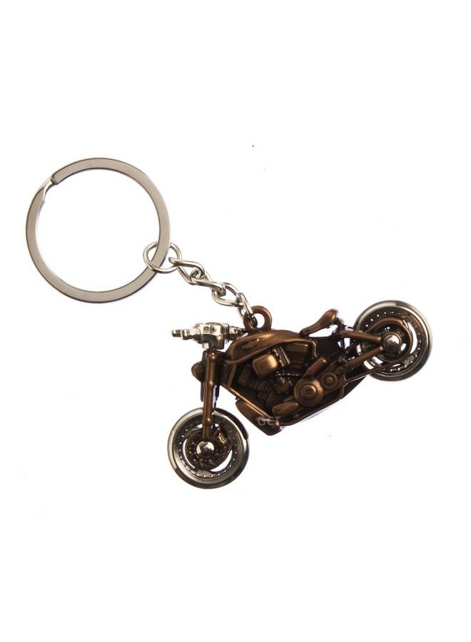 GCT Motorcycle Bike Shape with Moving Tyres Racer (KC-4) Brown Metal Keychain for Car Bike Men Boys - Image 3