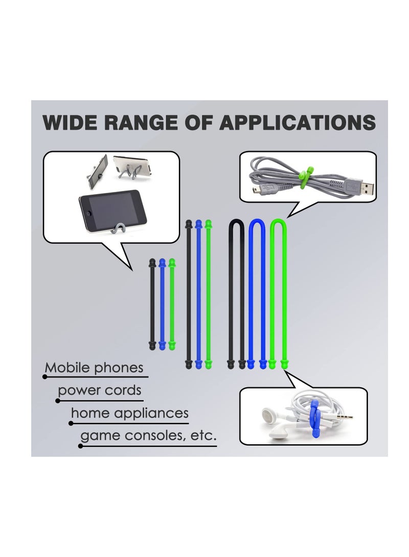 إسكدنيا Reusable Silicone Twist Ties with Steel Core for Cable and Gear Organization, Versatile Wire Management Set of 9 - Image 5