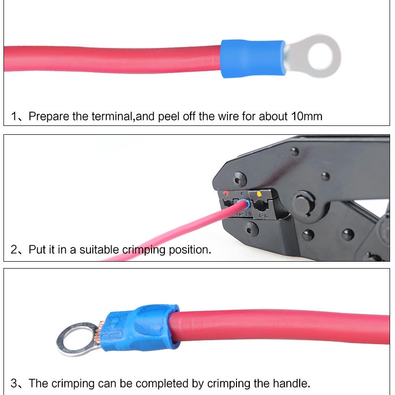 Cross-border hot sale crimping pliers HS-30J + 700PCS cold pressing terminal suit/pre-insulated terminal needle tube terminal pliers HS-30J - Image 5